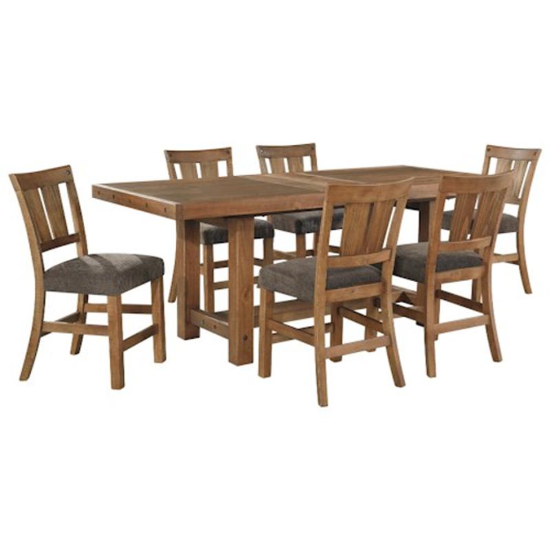 D714 32 Ashley Furniture Tamilo Gray Brown Rectangular Drm Counter Ext Table