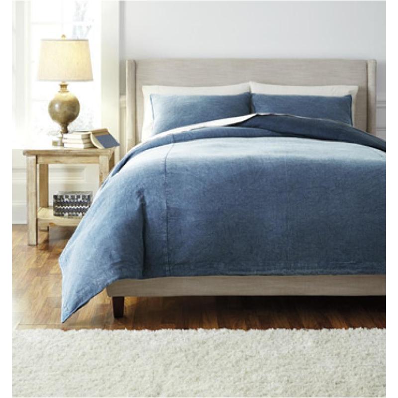 Q478003k Ashley Furniture Solid Denim King Duvet Cover Set