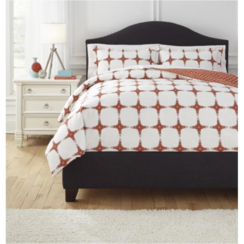 Q706003k Ashley Furniture Cyrun Orange King Duvet Cover Set