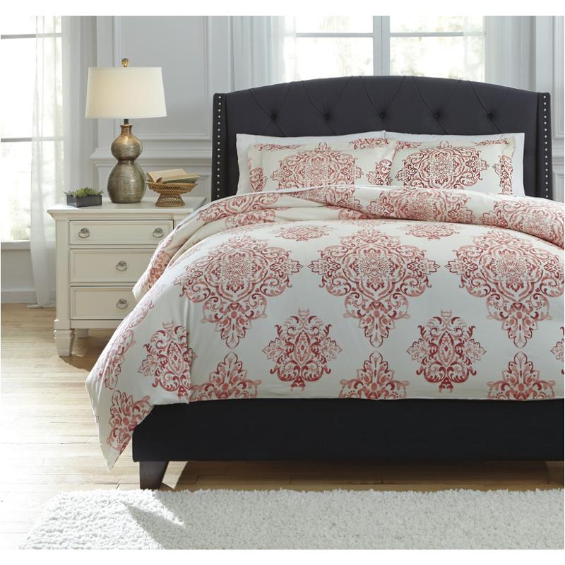 Q728033k Ashley Furniture Fairholm Coral King Duvet Cover Set