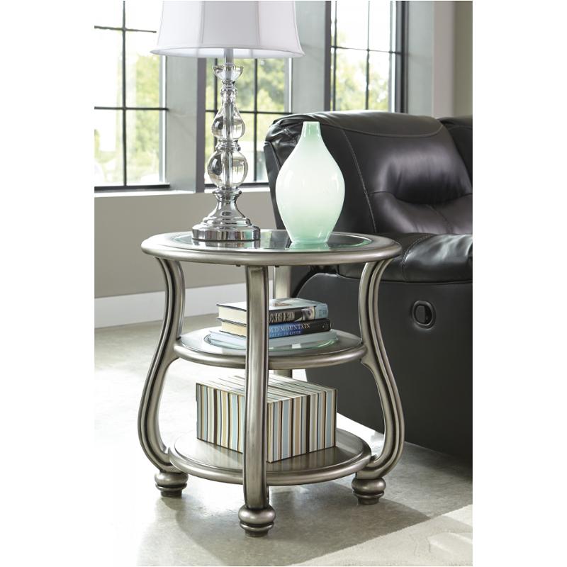 T820 6 Ashley Furniture Cayne Silver Finish Round End Table