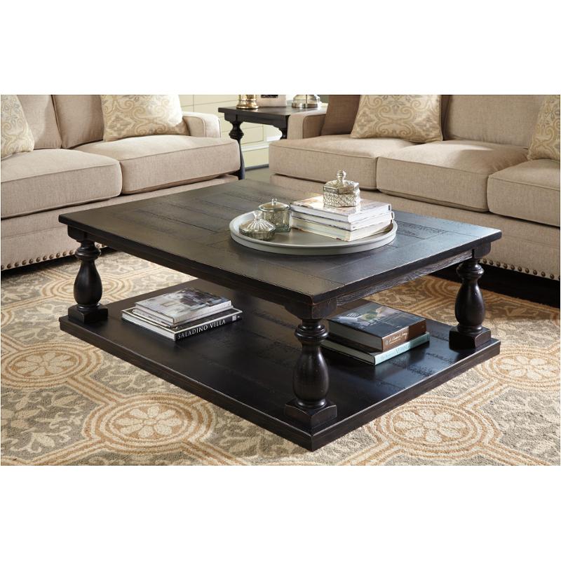 t880-1 ashley furniture mallacar - black rectangular cocktail table