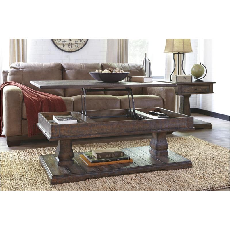 T887 9 Ashley Furniture Rectangular Lift Top Table T887 9 Ashley Furniture Zalarah Rustic Brown Living Room Accent Table