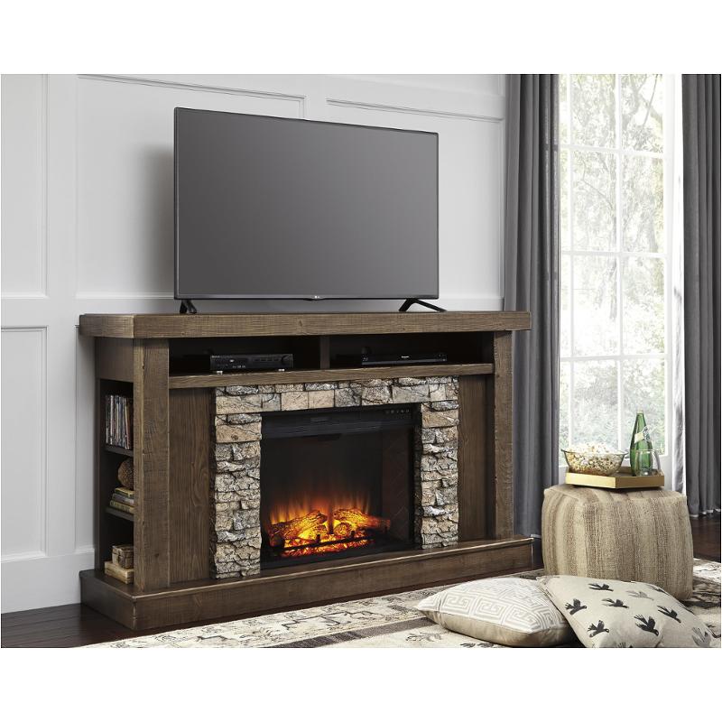 w714-68 ashley furniture tamilo - medium brown fireplace surround