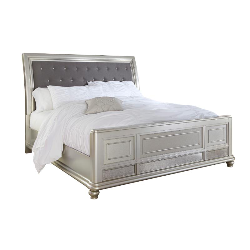 B650 58 Ashley Furniture Coralayne Silver King Upholstered Sleigh Bed