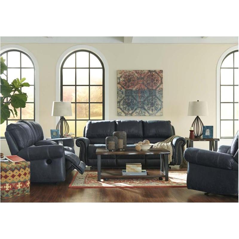 6330488 Ashley Furniture Milhaven Navy Reclining Sofa