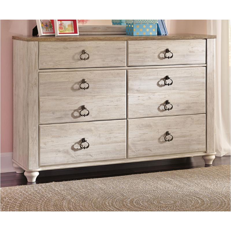 B267 21 Ashley Furniture Willowton Whitewash Bedroom Dresser