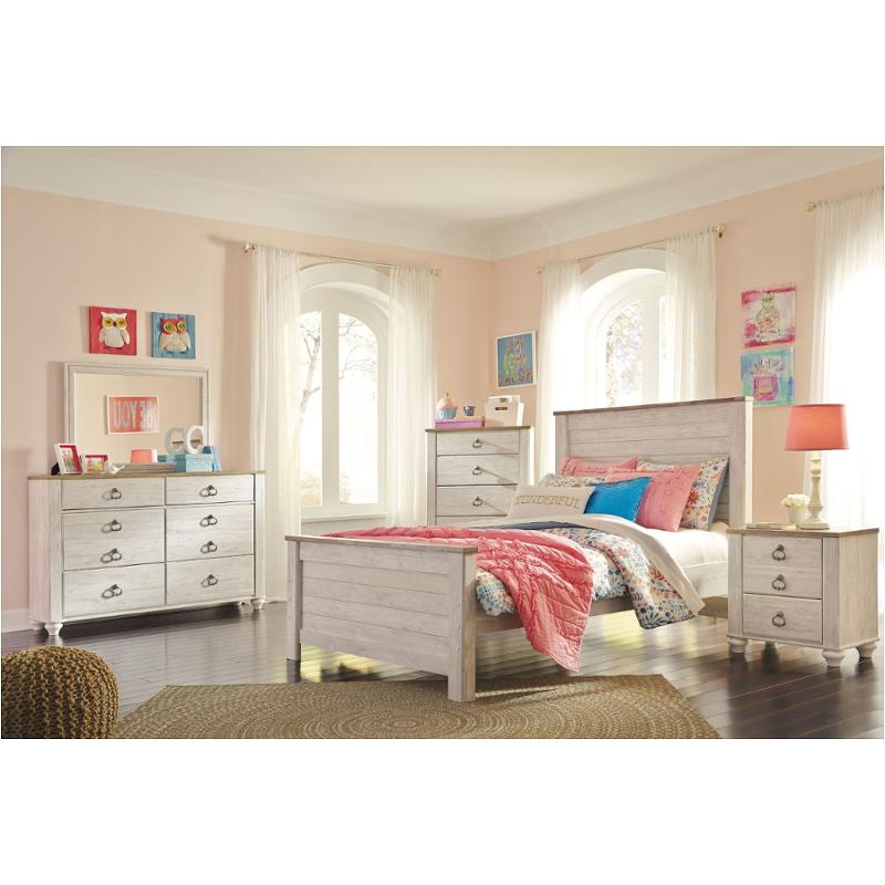 B267 87 Ashley Furniture Willowton Whitewash Full Panel Bed
