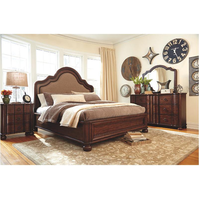 B713 58 Ashley Furniture Hadelyn Brown King California Upholstered Panel Bed
