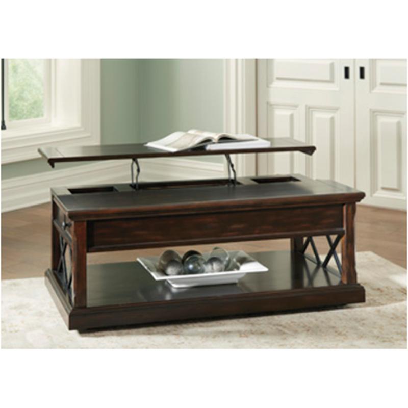 t701-9 ashley furniture roddinton - dark brown lift top cocktail table