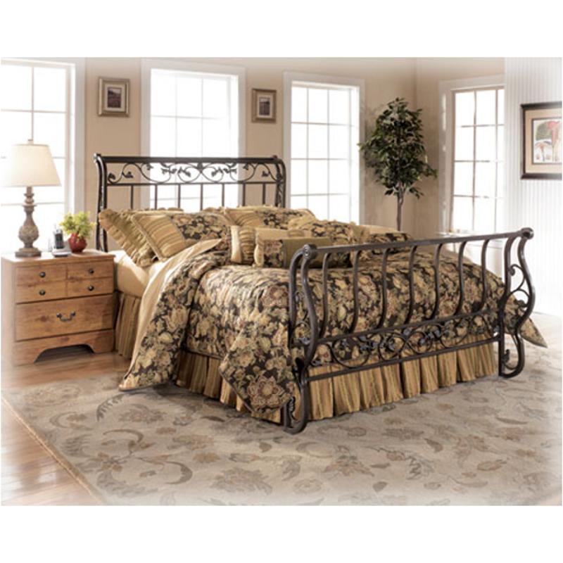 b219-57 ashley furniture bittersweet queen metal sleigh bed