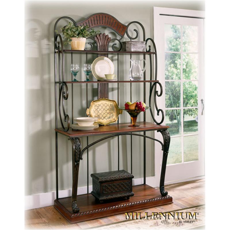 d445-76 ashley furniture st. lauret bakers rack brown finish